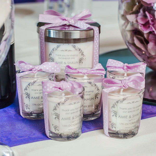 personalised candles wedding favours