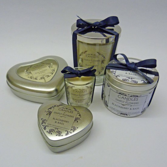 Heart Tin Large Blackberry and Basil Candles by Simply Flowers