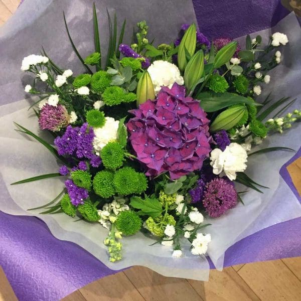 Purple, White and Lime Bouquet